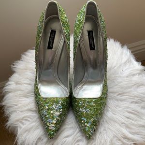 Dolce & Gabbana Green Like Sequin Shoes Pumps